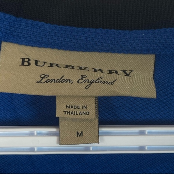 Burberry Men’s Blue Shirt Sleeve Knit Casual Cotton Button Polo Shirt Medium - Picture 12 of 16